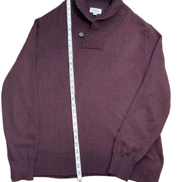 Goodfellow Cranberry Shawl Collar Button Detail Pullover Sweater Sz Large Preppy - Picture 6 of 9